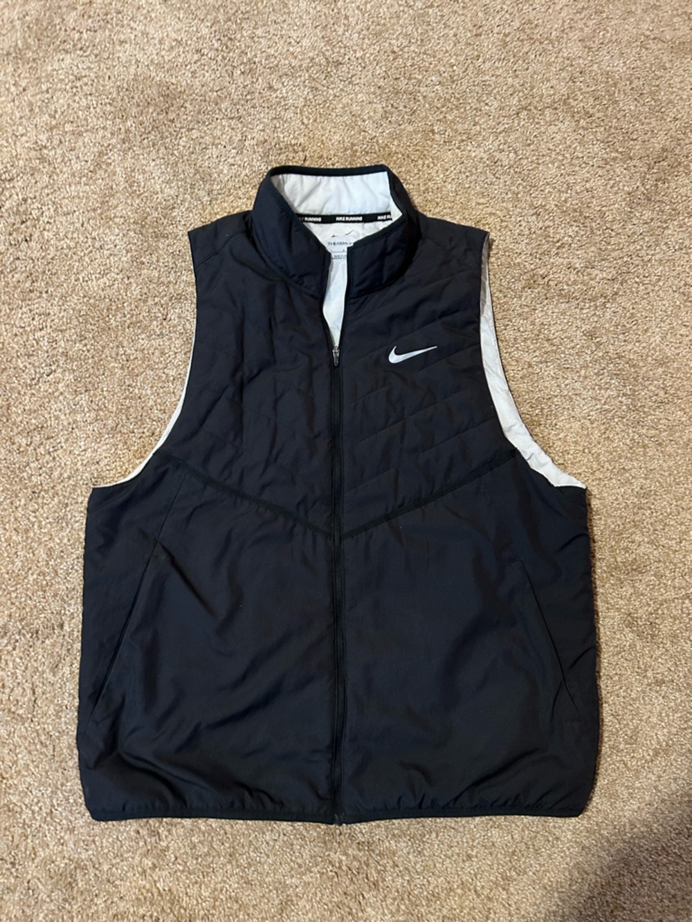 Nike Black and White Running Vest with Swoosh Detail